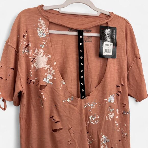 Affliction Y2K Punk Tee | Distressed Alt Grommet Cut-Out Emo Sleaze NEW - Picture 3 of 4